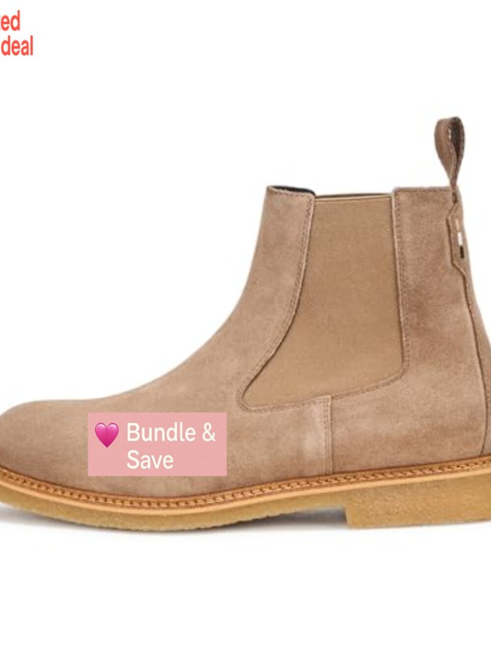 Suede Chelsea Boots with Pull-On Style, Round Toe, Flat Heel, Ankle Height - Picture 2 of 4